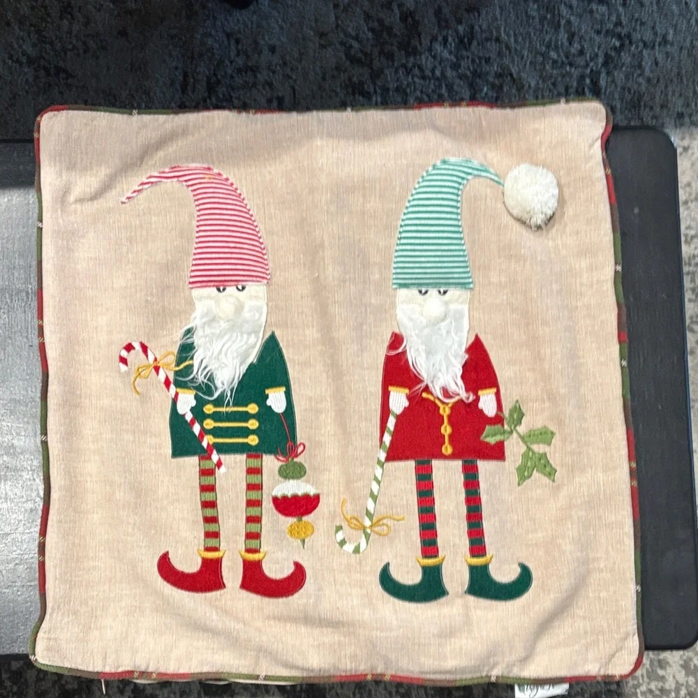 Festive Gnome Holiday Pillow Cover 18x18